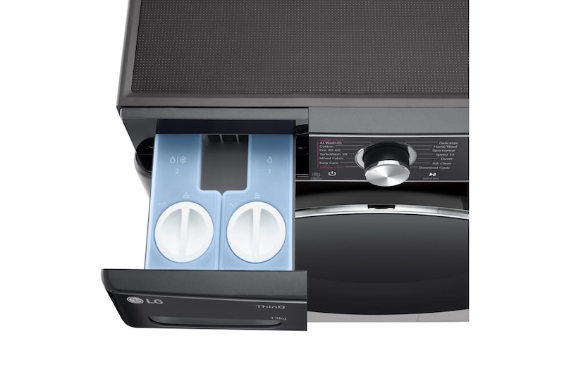 LG 13kg AI DD™ ezDispense™ Washing Machine, Platinum Black, F4Y913BCTA1